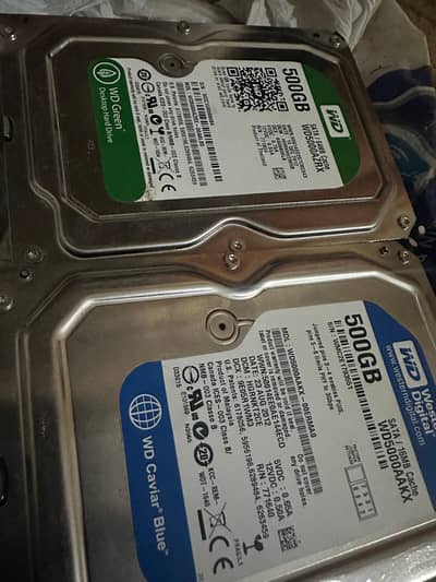 WD Green and. WD blue 500GB Desktop Hard Drive for sale.