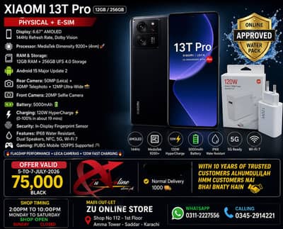 Xiaomi Mi 13T Pro 16GB 256GB PUBG 120FPS Dimensity 9200+ Pta Approved