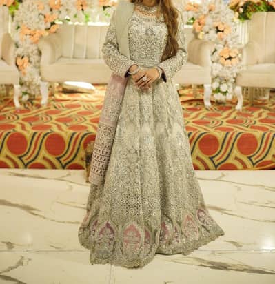 Imrozia Inspired Luxury Grey Walima Maxi - Elegant Embroidery