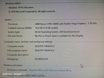 Gaming pc AMD Ryzen5 pro 3400g with 16gb ddr4 ram