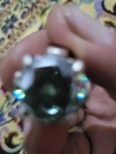 moissoanite diamond ring 10 cart green color with chandi Ring