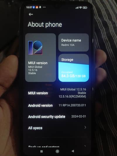 Redmi 10A MIUI version