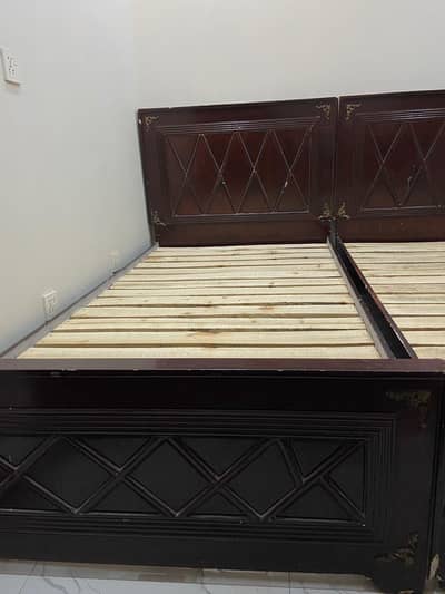 2 single bed original wooden