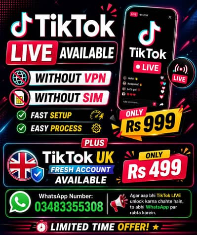 Tiktok Live Available Without Sim and VPN