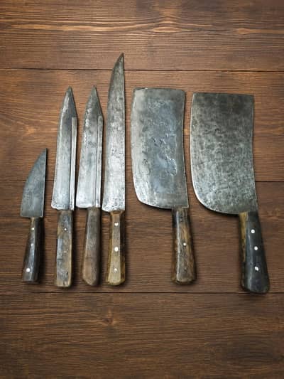 Kitchen Knives & Cleavers Set – Used | Good Condition | 6 Pieces