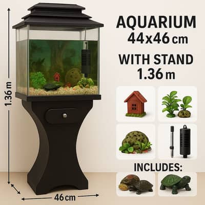 Complete Aquarium Setup with Filter, Heater, and Decorations