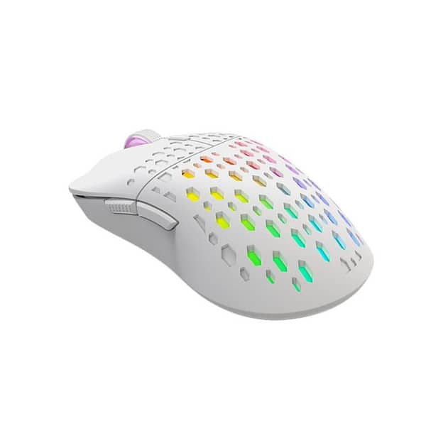 XTRIKE ME GM-209W RGB Gaming Mouse 8000 DPI Wired Optical Mouse Lightweight Honeycomb Design Ambidextrous Gaming Mouse White for PC Laptop