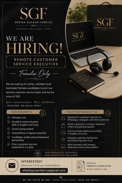 Remote Customer Service Executive – Females Only