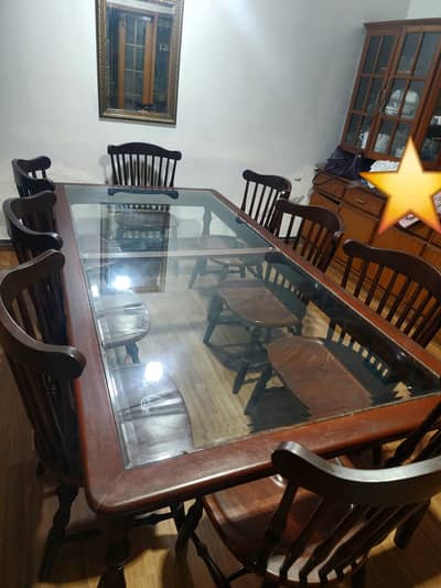 8 seater luxury dining table with glass top