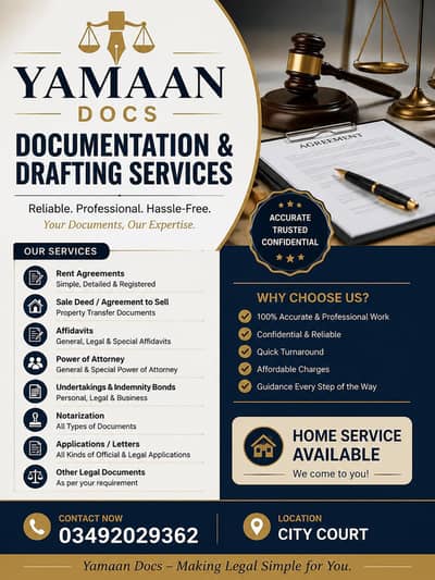 Documentation and drafting All types of documents Affidavits etc