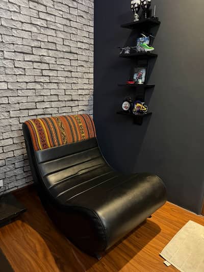 Modern Rocking Lounge Chair | Black Faux Leather Accent Chair