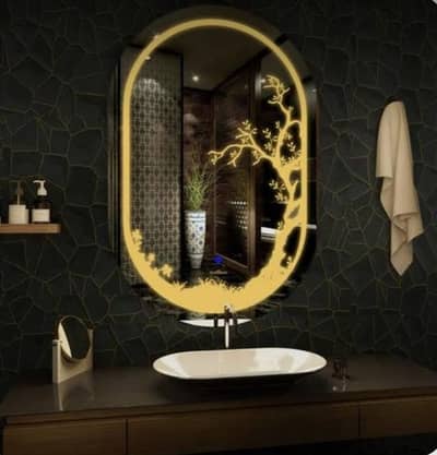 touch light mirror golden & white