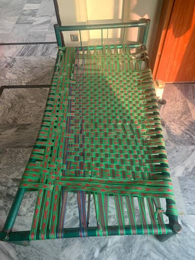 Charpai / Single Metal Bed Frame with Niwar