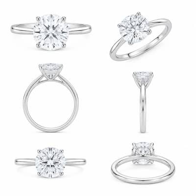 5 Carat Round-Cut Moissanite Ring
