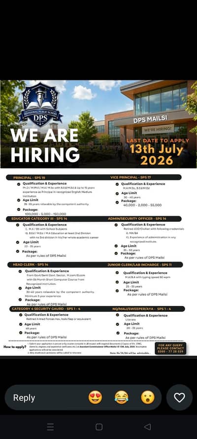 We need female staff for office receptionist