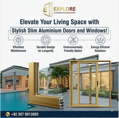 aluminium door and window / Home interior / frameless glass work