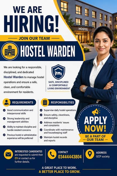 Hostel Warden Required