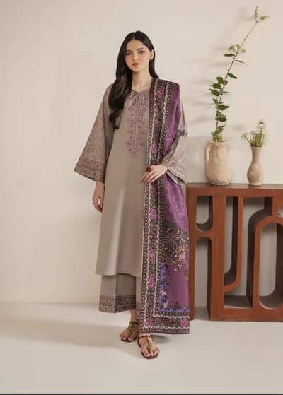 3pc Lawn Embroidered Suit With Printed Slub Dupatta