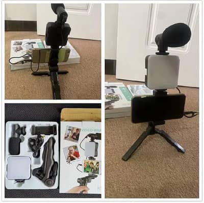 Vloging kit with mic & light black