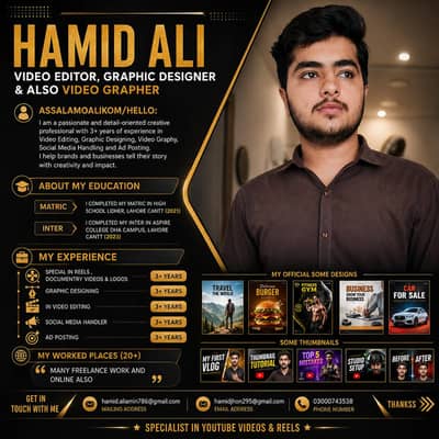 I am Graphic Designer & Video Editor Also Video Grapher Want a Job