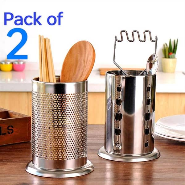 Stainless Steel Spoon and Utensil Holder - Kitchen Organizer for Countertop Storage