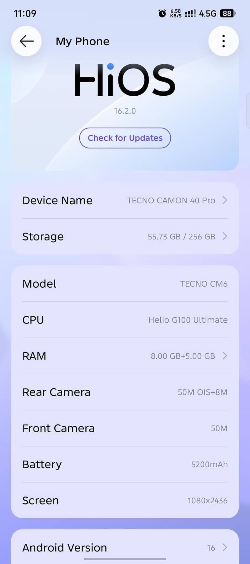 Tecno camon 40pro 6