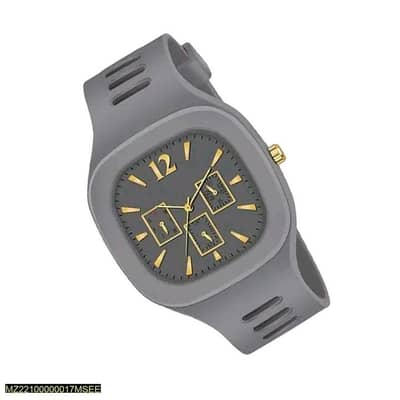 Men's Modern Gray Silicone Watch With Gold Dial and 3cm Band