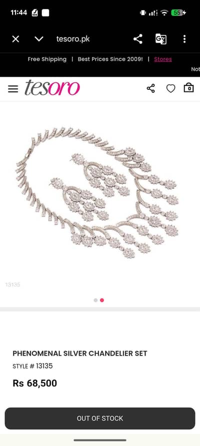 Stunning Tesoro Chandelier Silver Bridal Necklace & Earrings Set