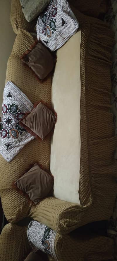 Valvet  Skin Camel  5 Seater Sofa