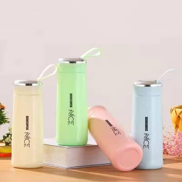 Nice Bottle | 400ml Mini Flask Glass Water Bottle with Vacuum Insulation | Temperature Resistant |