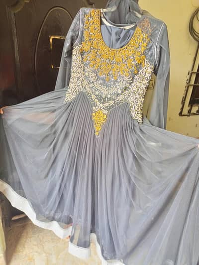 long maxi frawk with trowser and dupatta