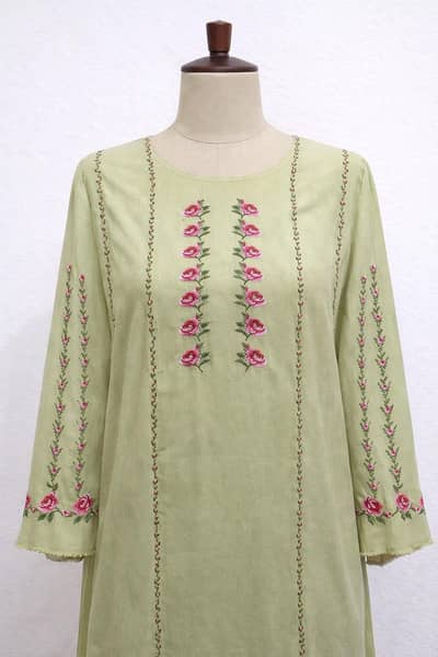 Women hand made unstitched dress linen cross stitch embroidery