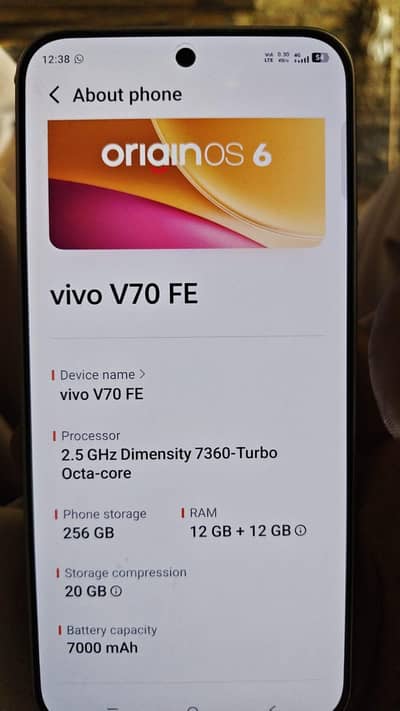 Vivo V70 fe 12 256