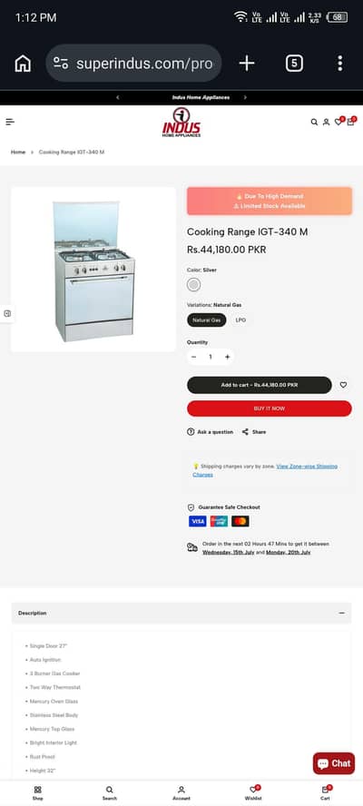 Cooking range IGT 340M