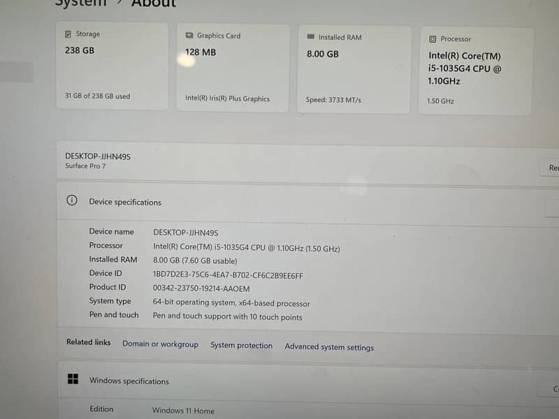 MICROSOFT SURFACE PRO 7 8