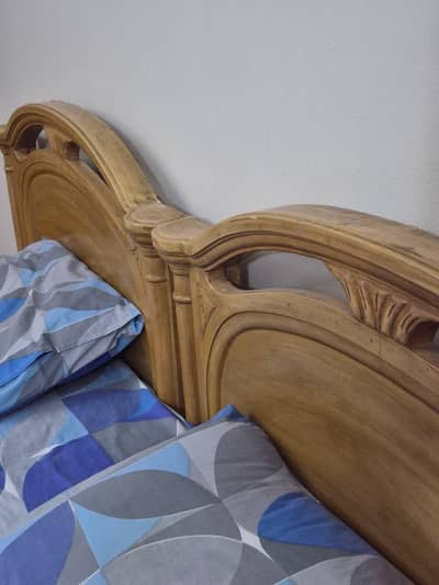Two Single beds with side Table (Without Mattress)