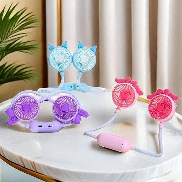Portable Neck Fan Rechargeable USB Mini Fan Wearable Hands Free Neckband Fan 360° Flexible 3 Speed Personal Cooling Fan Quiet Desk Fan for Workout Work Travel