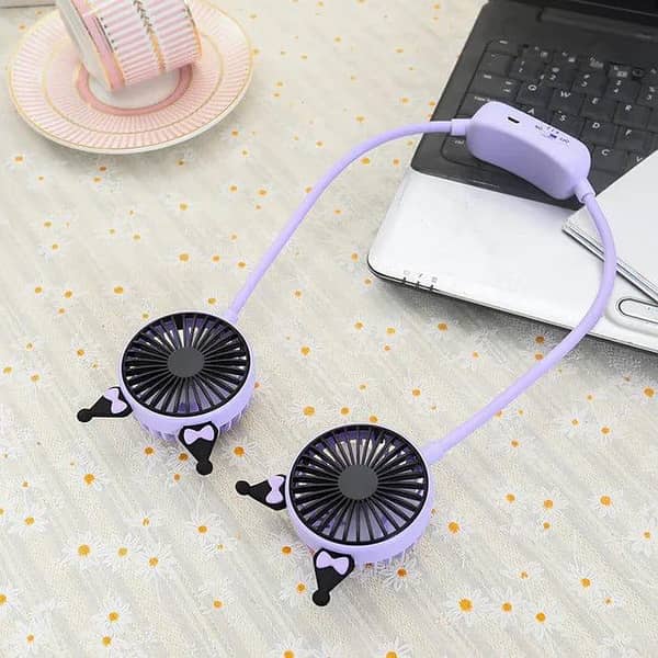 Portable Neck Fan Rechargeable USB Mini Fan Wearable Hands Free Neckband Fan 360° Flexible 3 Speed Personal Cooling Fan Quiet Desk Fan for Workout Work Travel