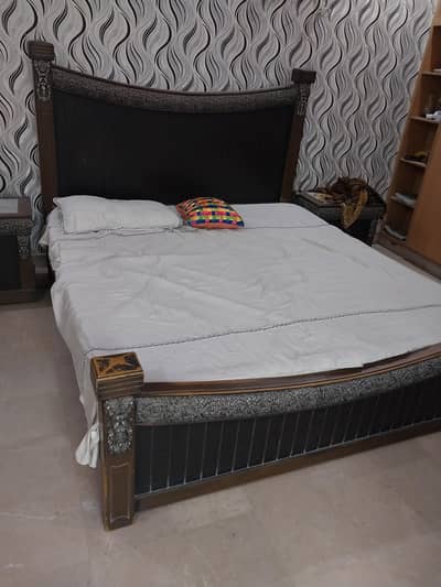 complete bed set  used with spring mattress side table and dressing