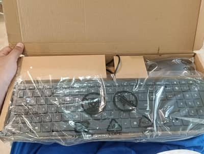 HP Lifestyle TPC-P001K USB wired keyboard and mouse bundle.