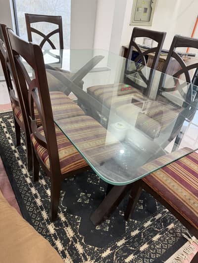 Dining Table with 8 chairs and 12mm Glass