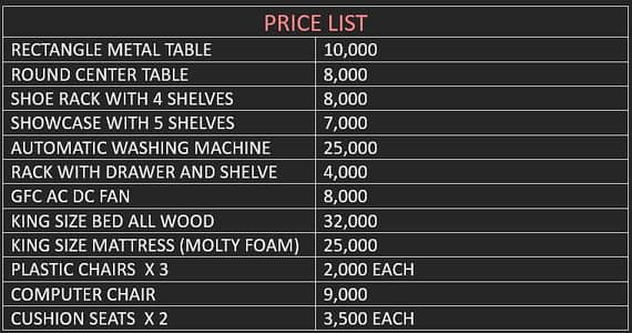BULK SALE -  urgent good condition home furniture & electronics