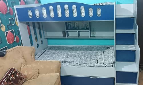 Kids Bunk Bed with Storage Stairs & Shelves