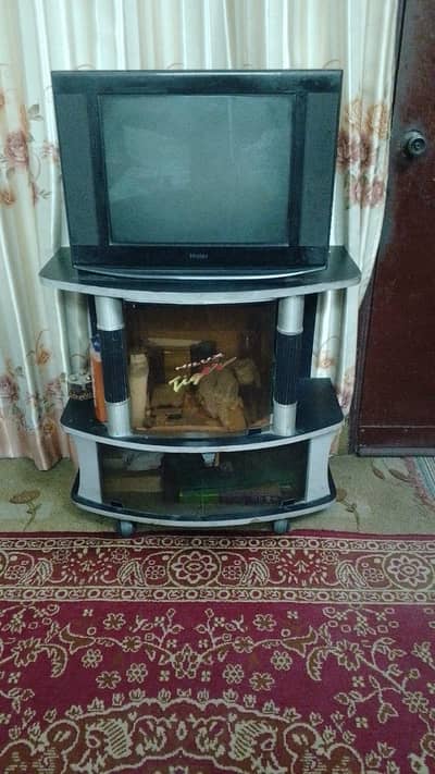 Haier 21 inch tv with tv trolley