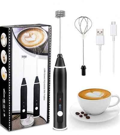 Rechargeable 3-in-1 Electric Milk Frother & Coffee Whisk | USB Foam Ma