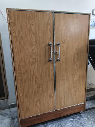 Double Door Wooden Wardrobe | Almari for sale| Wardrobe with wheels