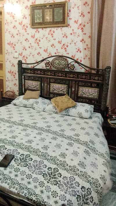 iron rod double bed with dressing table and side tables urgent sale
