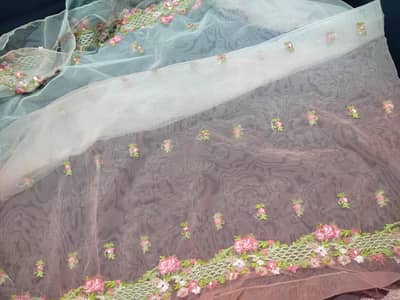 2 time use tye n dye colour dress fully embroided
