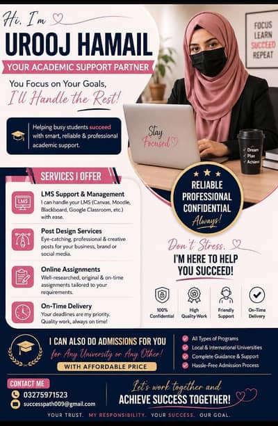 professional Digital Service -Post Design -Assigments,LMS  &Data Entry