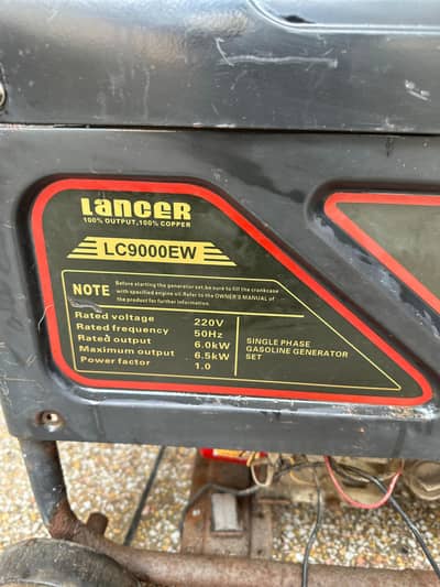 Lancer LC 9000EV 6.5KW, petrol generator , 100 copper